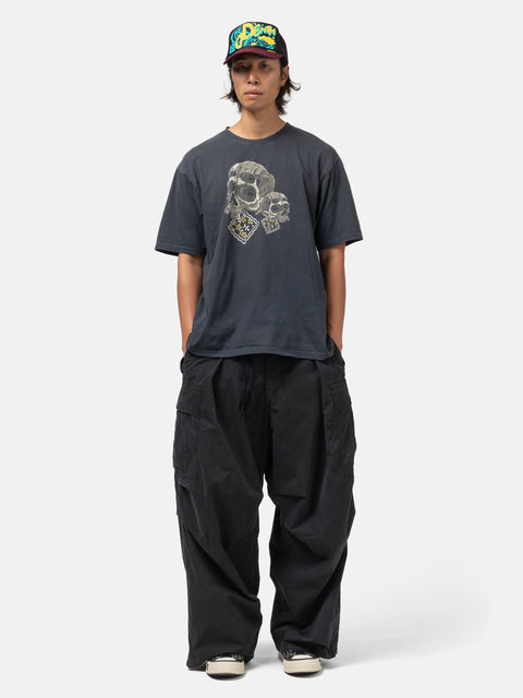 KAPITAL 20/-Jersey Crew T (PECKISH Rain Skull) Black, T-Shirts