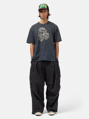 KAPITAL 20/-Jersey Crew T (PECKISH Rain Skull) Black, T-Shirts