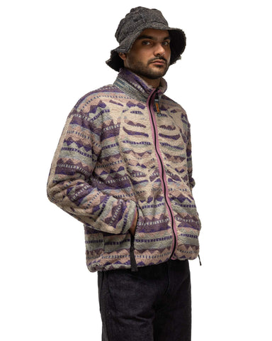 Kapital ASHLAND Stripe & BONE Fleece ZIP Blouson Purple, Outerwear