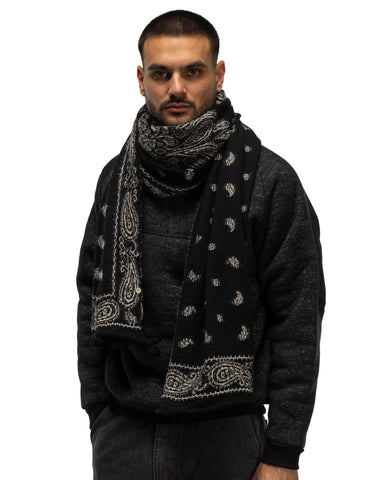 Kapital Fulling Wool Scarf PAISLEY BANDANNA Black, Accessories