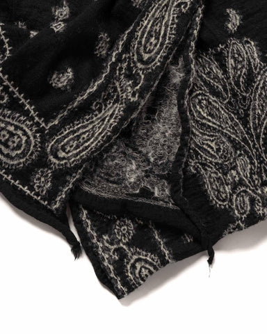 Kapital Fulling Wool Scarf PAISLEY BANDANNA Black, Accessories