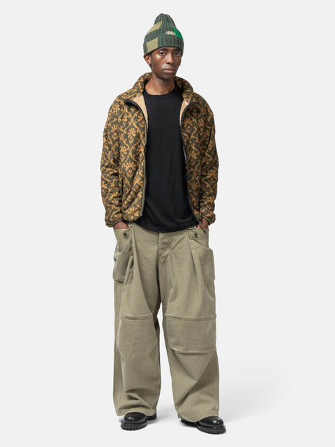 KAPITAL Herringbone Jumbo Monkey Pants Khaki, Cargo Pants