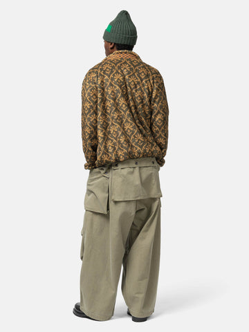 KAPITAL Herringbone Jumbo Monkey Pants Khaki, Cargo Pants
