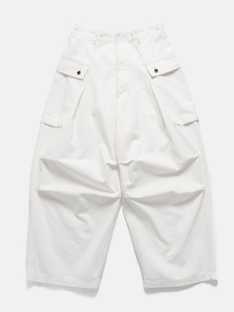 KAPITAL Herringbone Jumbo Monkey Pants White, Cargo Pants