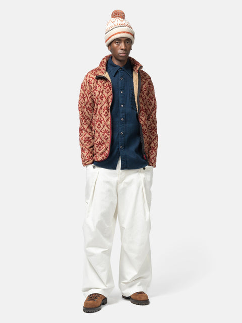 KAPITAL Herringbone Jumbo Monkey Pants White, Cargo Pants