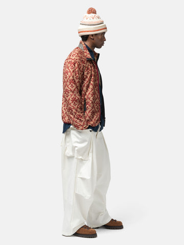 KAPITAL Herringbone Jumbo Monkey Pants White, Cargo Pants