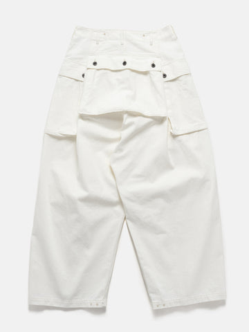 KAPITAL Herringbone Jumbo Monkey Pants White, Cargo Pants