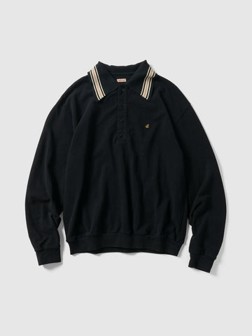 KAPITAL Piquet Large Pointed Collar Retro Polo Black, Polos