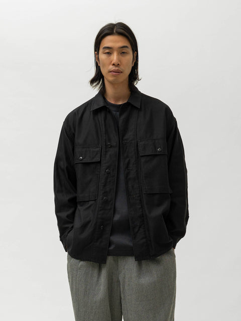 KAPTAIN SUNSHINE Cotton Satin Field Shirt Jacket Black, Jackets