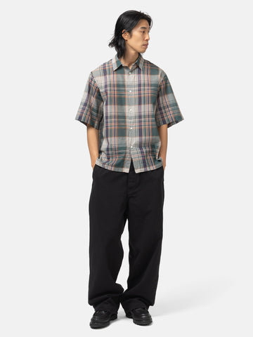 KAPTAIN SUNSHINE Gauze Plaid Plain SS Shirt Forest Plaid, Shirts