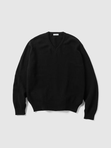 KAPTAIN SUNSHINE Lambswool V-neck Pullover Black, Knits