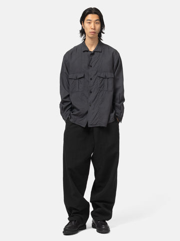 KAPTAIN SUNSHINE Silk Military Shirt Jacket Ink Black, Shirts