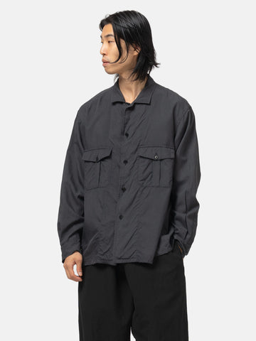 KAPTAIN SUNSHINE Silk Military Shirt Jacket Ink Black, Shirts