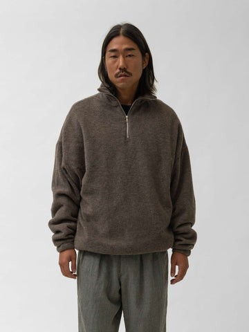 KAPTAIN SUNSHINE Silk Wool Fleece Pullover Brown, Fleece
