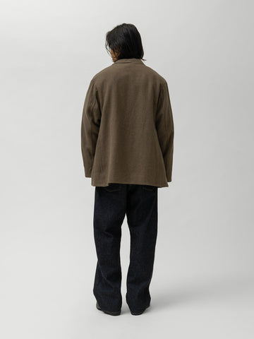 KAPTAIN SUNSHINE Wool Linen Serge Square Jacket Moss, Jackets