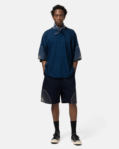 KAPITAL 10oz IDGxIDG Denim EASY Short Pants (FUROSHIKI Embroidry) Indigo, Shorts