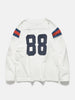 KAPITAL 16/-Dense Jersey Elbow-Rip Football T (88) White, Sweatshirts