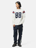 KAPITAL 16/-Dense Jersey Elbow-Rip Football T (88) White, Sweatshirts