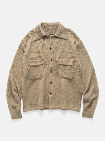 KAPITAL 7G Shaggy Knit Board Shirt Beige Khaki, Shirts