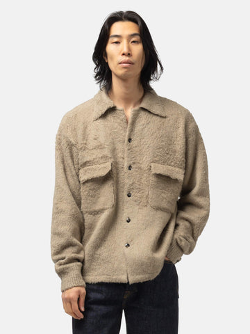 KAPITAL 7G Shaggy Knit Board Shirt Beige Khaki, Shirts