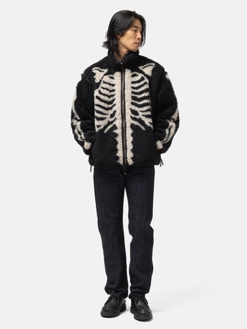 KAPITAL BONE Boa Fleece Reversible Blouson Black, Fleece Jackets