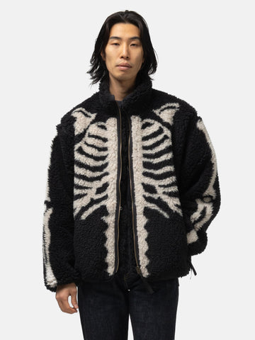KAPITAL BONE Boa Fleece Reversible Blouson Black, Fleece Jackets