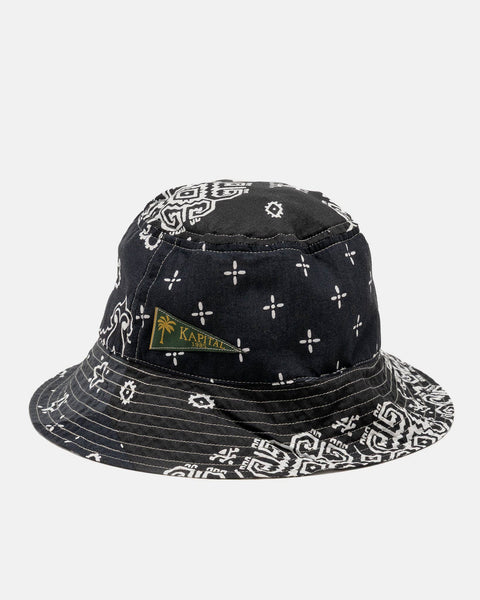 KAPITAL Bandana Patchwork BUCKET Hat Purple Black, Hats