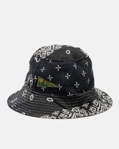 KAPITAL Bandana Patchwork BUCKET Hat Purple Black, Hats
