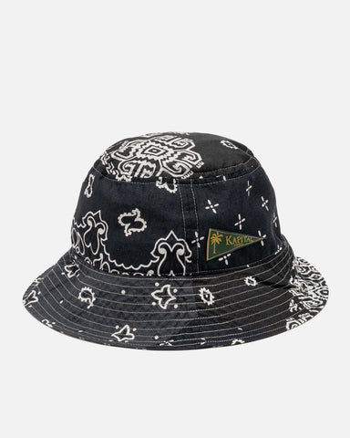 KAPITAL Bandana Patchwork BUCKET Hat Purple Black, Hats