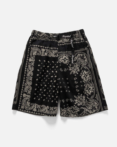 KAPITAL Combed Burberry RAT BRAND Bandana Patchwork EASY Short Pants Black, Shorts
