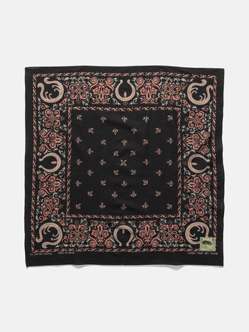 KAPITAL Fastcolor Selvedge Bandanna (Antler NAJA) 20x20 Black, Bandanas