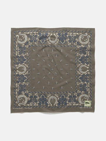 KAPITAL Fastcolor Selvedge Bandanna (Antler NAJA) 20x20 Khaki, Bandanas