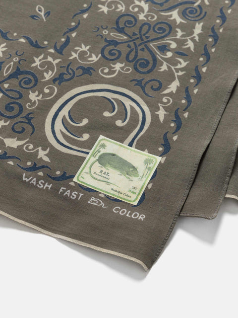 KAPITAL Fastcolor Selvedge Bandanna (Antler NAJA) 20x20 Khaki, Bandanas