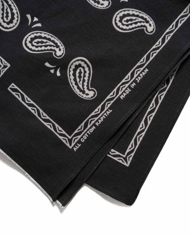 Kapital Fastcolor Selvedge Bandanna (KOUNTER KULTURE PECOS Paisley) Black, Accessories