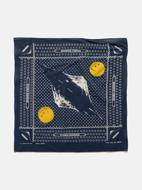 KAPITAL Fastcolor Selvedge Bandanna (Mirrored Fuji PROFILE RAINBOWY) Navy, Bandanas