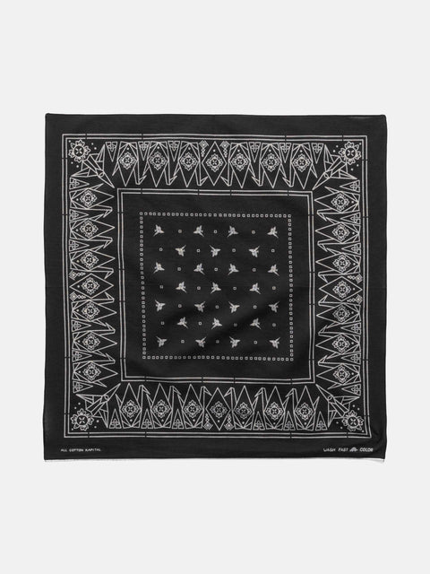 KAPITAL Fastcolor Selvedge Bandanna (ORIGAMI) Black, Bandanas