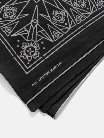 KAPITAL Fastcolor Selvedge Bandanna (ORIGAMI) Black, Bandanas