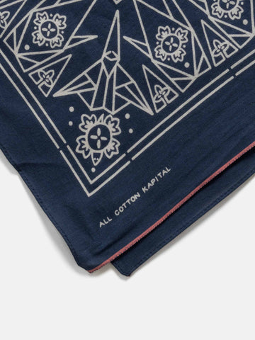KAPITAL Fastcolor Selvedge Bandanna (ORIGAMI) Navy, Bandanas