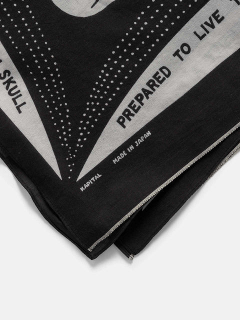 KAPITAL Fastcolor Selvedge Bandanna (RAINSKULL NO WOMAN NO CRY) Black, Bandanas