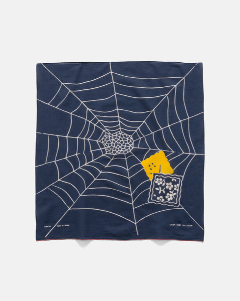 KAPITAL Fastcolor Selvedge Bandana (SPIDER PECKISH RAINBOWY) Navy, Bandanas