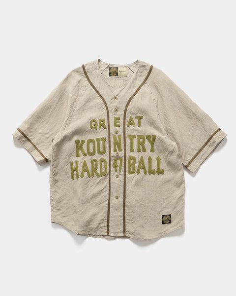 KAPITAL French Linen GREAT KOUNTRY Baseball Shirt Beige, T-Shirts