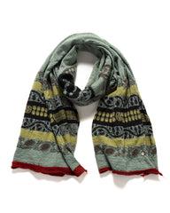 Kapital Fulling Wool Scarf COPTIC SKULL Green, Accessories