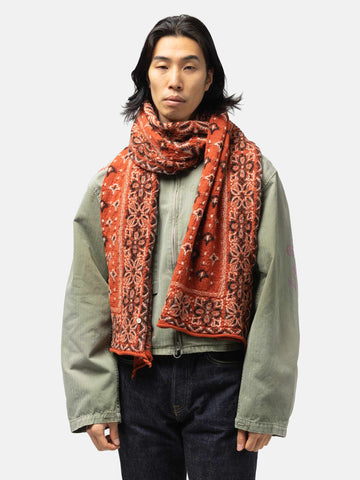 KAPITAL Fulling Wool Scarf Colorful BIG-MAMA Bandana Orange, Scarves