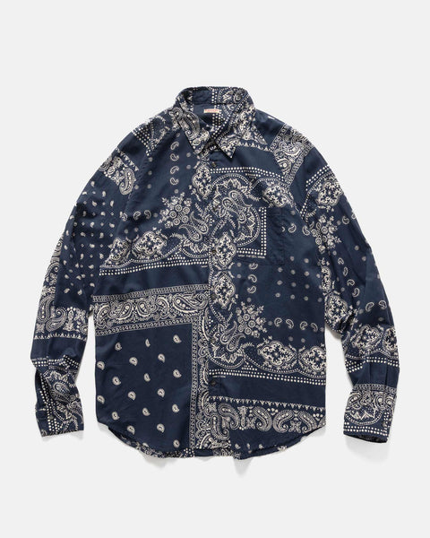 KAPITAL Gauze RAT BRAND Bandana Patchwork Raglan Shirt Aubergine, Shirts