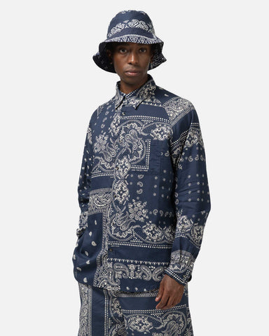 KAPITAL Gauze RAT BRAND Bandana Patchwork Raglan Shirt Aubergine, Shirts