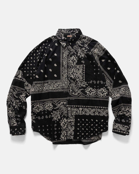 KAPITAL Gauze RAT BRAND Bandana Patchwork Raglan Shirt Black, T-Shirts