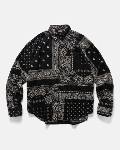 KAPITAL Gauze RAT BRAND Bandana Patchwork Raglan Shirt Black, T-Shirts