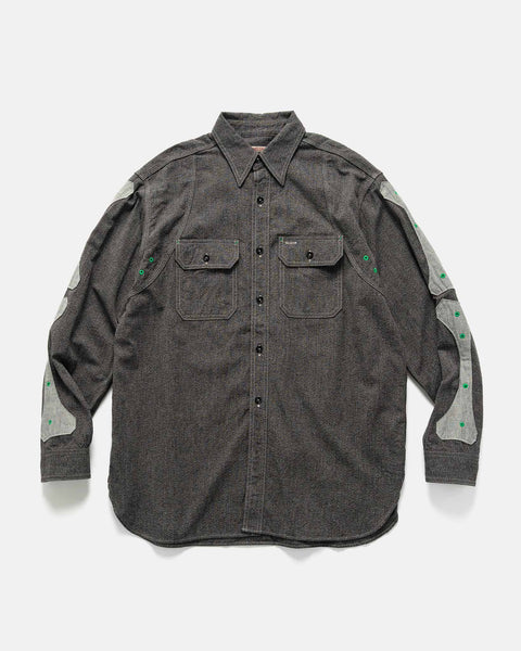 KAPITAL Grandrelle 2TONES BONE Patch Ventilator Workshirt Charcoal, Shirts