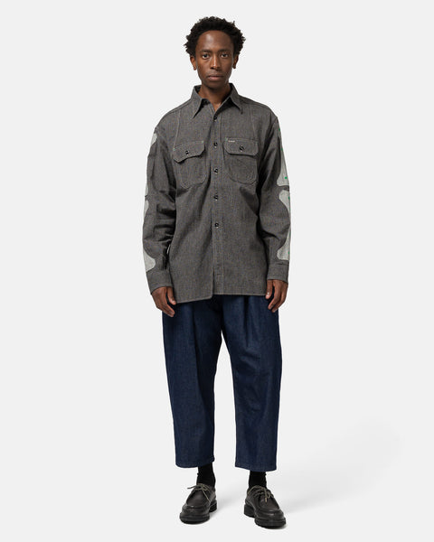 KAPITAL Grandrelle 2TONES BONE Patch Ventilator Workshirt Charcoal, Shirts