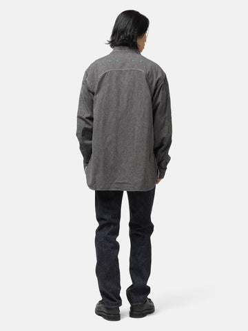 KAPITAL Grandrelle Chambray BONE Patch Ventilator Workshirt Charcoal, Shirts